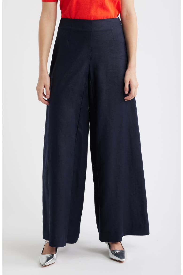 Wide Leg Linen Pants, Main, color, BLUE DARK