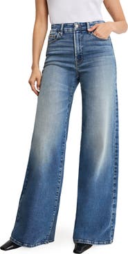 Good American Good Waist High Waist Wide Leg Palazzo Jeans
