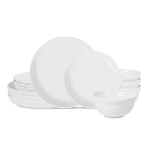 Stone Lain Virtuo Porcelain 12-piece Dinnerware Set In White
