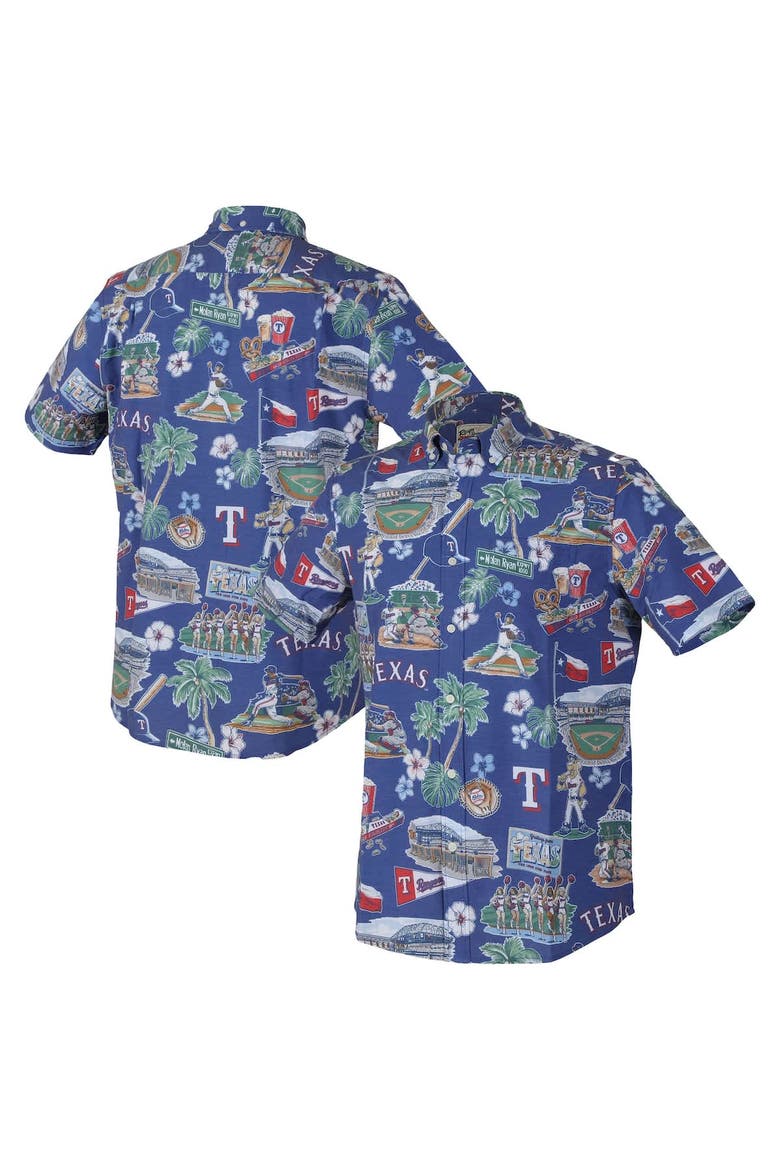 Men's Reyn Spooner  Royal Texas Rangers Scenic Tri-Blend Performance Button-Up Top, Main, color, Royal