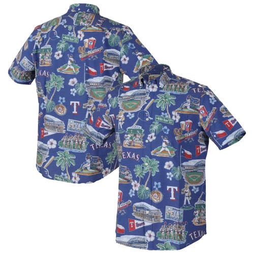 Reyn Spooner Royal Texas Rangers Scenic Tri-blend Performance Button-up Top In Blue