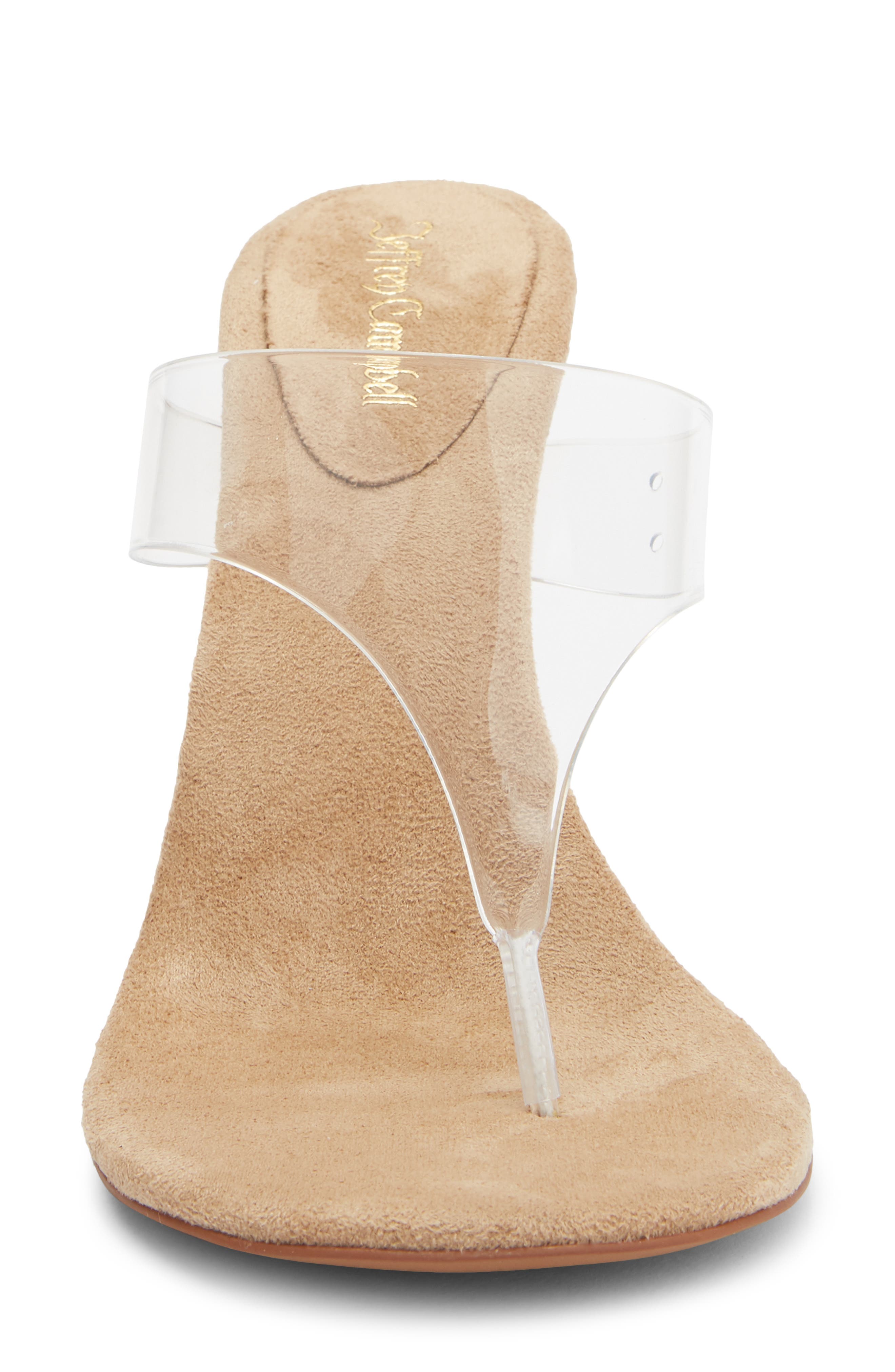 Jeffrey Campbell Persistent Wedge Slide Sandal, Alternate, color, Beige Suede Clear