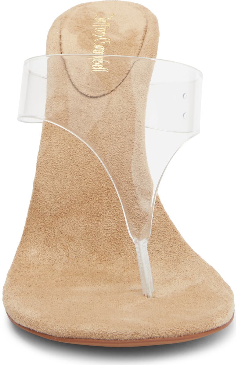 Jeffrey Campbell Persistent Wedge Slide Sandal, Alternate, color, Beige Suede Clear