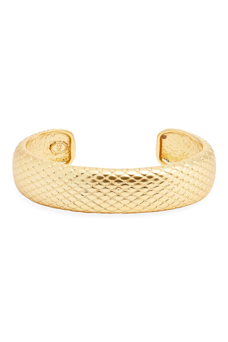Snakeskin Textured Cuff Bracelet, Main, color, GOLD