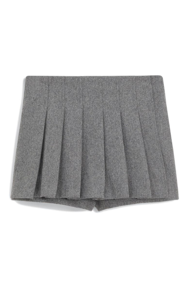 Pleated Wool Blend Miniskort, Main, color, GREY
