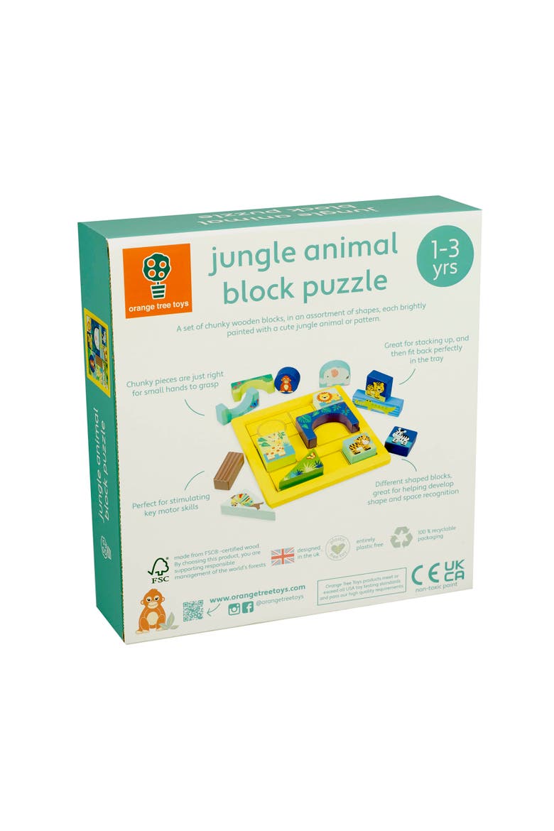 Jungle Animals Block Puzzle, Multicolor, 15 Piece, Kids Ages 1+, Alternate, color, Multicolored