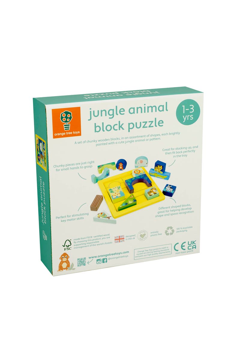 ORANGE TREE TOYS Jungle Animals Block Puzzle, Multicolor, 15 Piece, Kids Ages 1+, Alternate, color, Multicolored