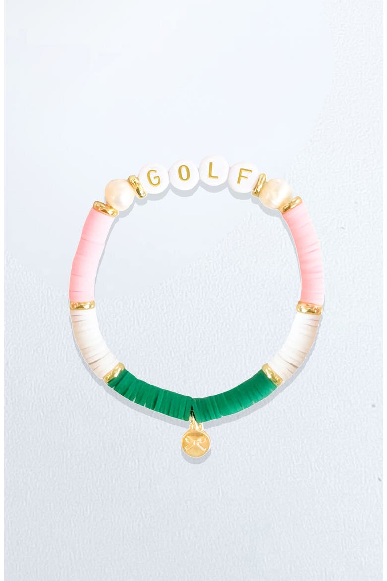 Golf Beaded Bracelet, Main, color, Green/White/Pink