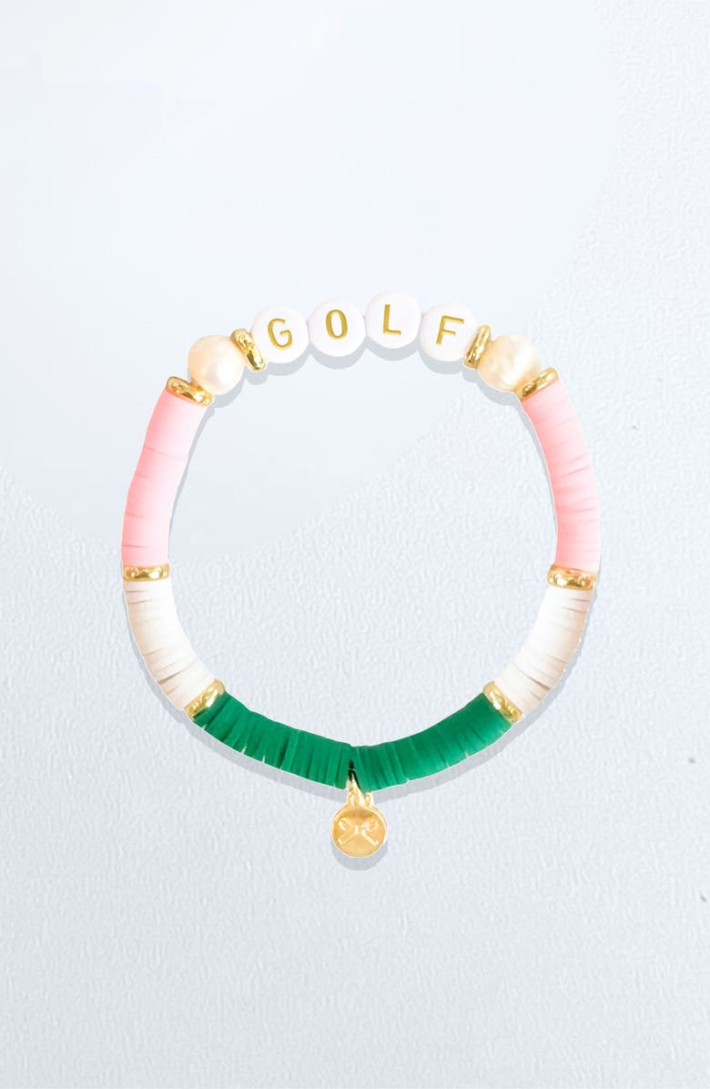 Bits & Bows Golf Beaded Bracelet, Main, color, Green/White/Pink