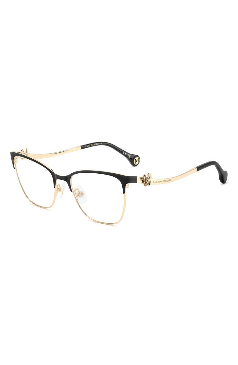 Carolina Herrera 54mm Cat Eye Reading Glasses, Alternate, color, Gold Black