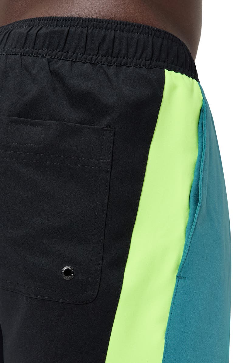 Speedo<sup>®</sup> Redondo Edge Colorblock Volley Swim Trunks, Alternate, color, Black