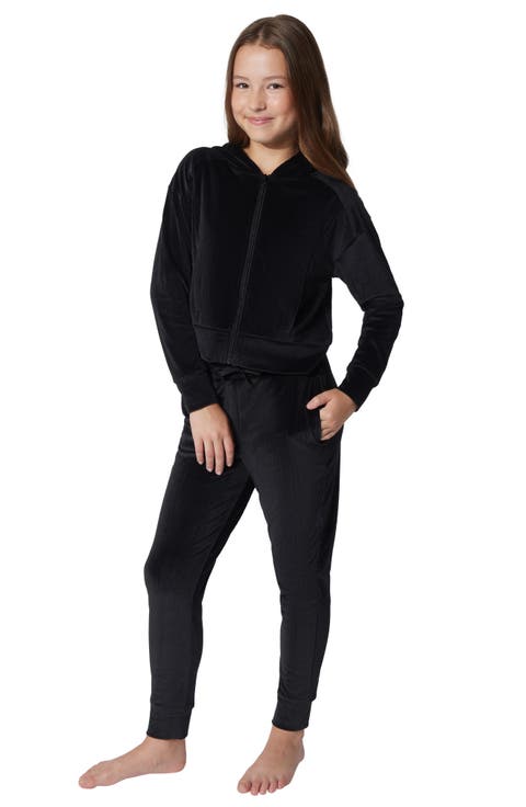 Kids' Rib Velour Castle Zip Hoodie & Joggers Set (Big Kid)