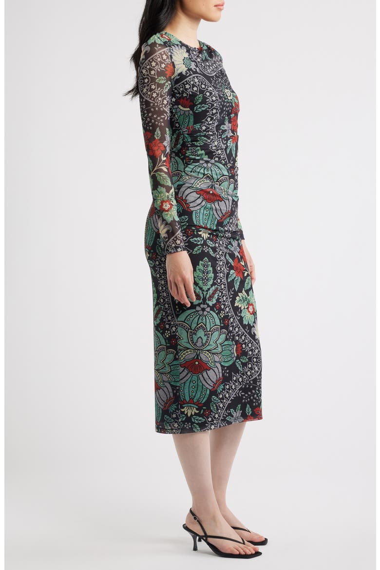 The Delilah Print Long Sleeve Mesh Maxi Dress, Alternate, color, DIANAS GARDEN PRINT