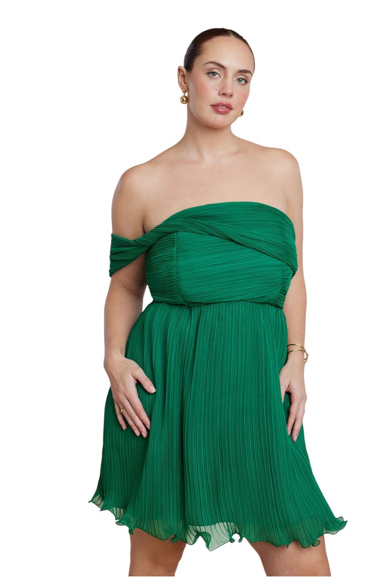 Strapless Mini Dress With Overlay, Alternate, color, GREEN TAMBOURINE