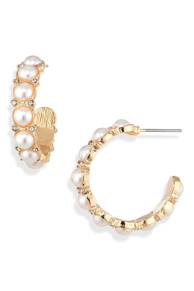 Perfect in Pearls Hoop Earrings, Alternate, color, PEARL