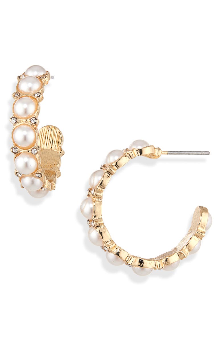 BaubleBar Perfect in Pearls Hoop Earrings, Alternate, color, Pearl