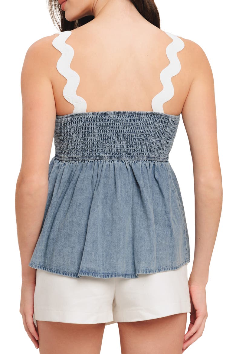 Rickrack Cotton Peplum Top, Alternate, color, LIGHT INDIGO