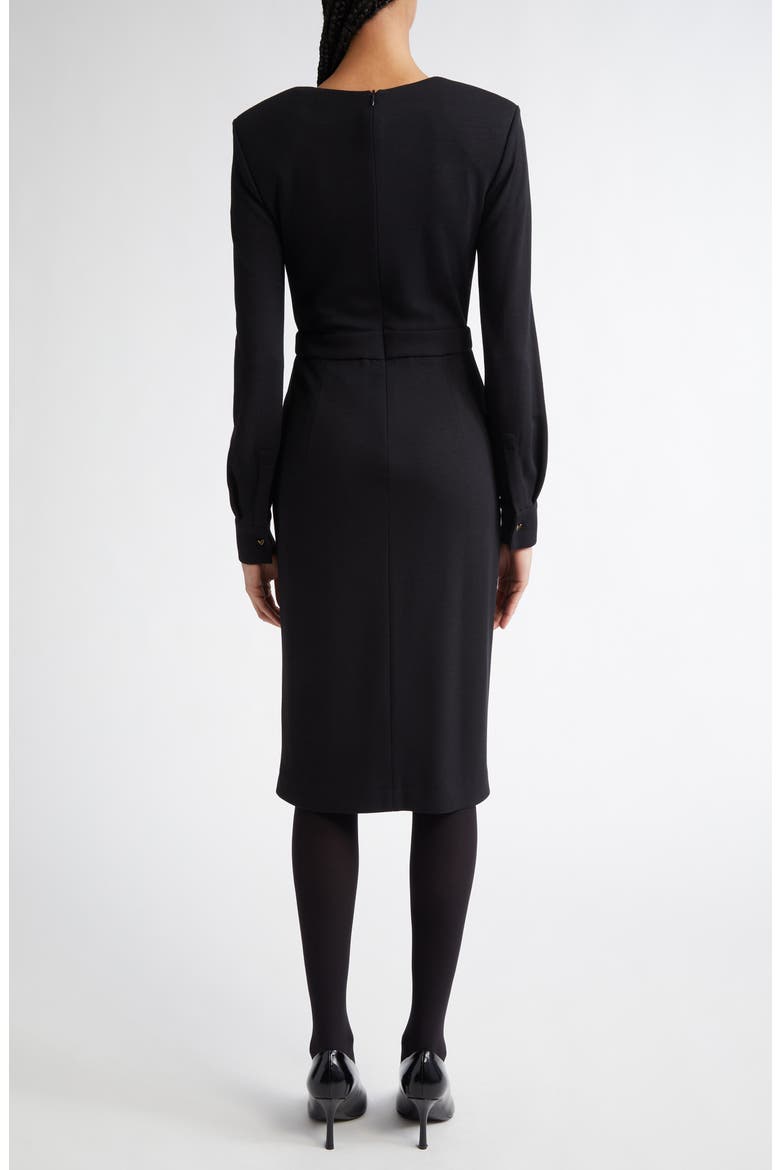 Virtus Long Sleeve Jersey Faux Wrap Dress, Alternate, color, BLACK