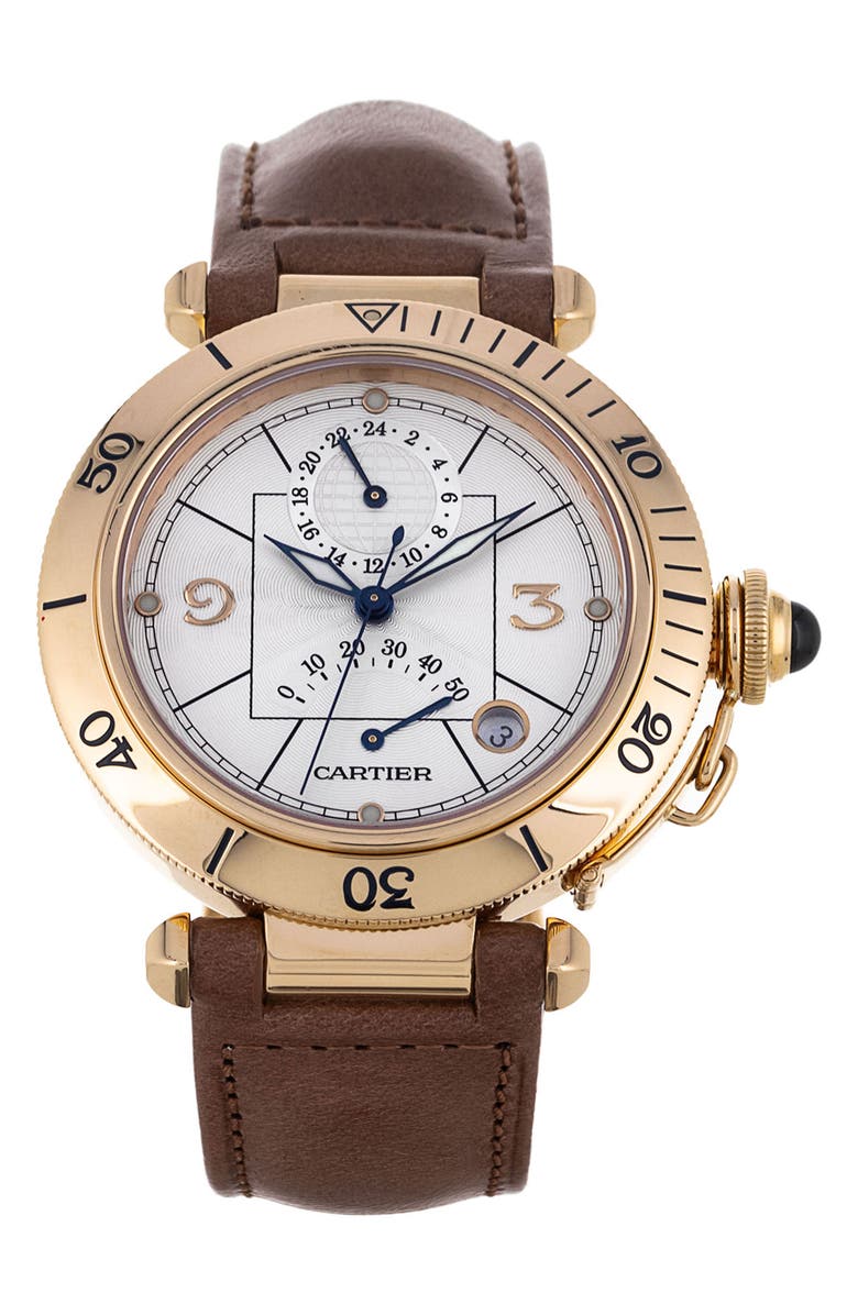 Watchfinder & Co. Pasha Preowned Automatic Faux Leather Strap Watch, 38mm, Main, color, 