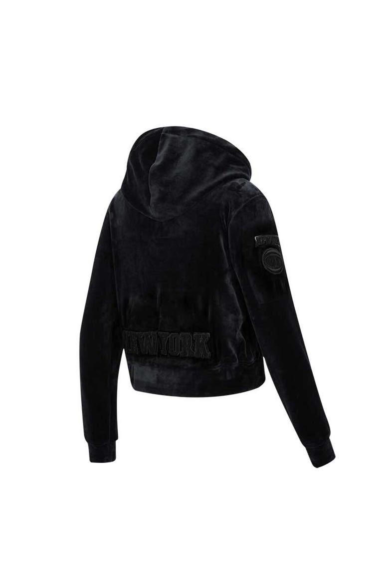 Women's Pro Standard New York Knicks Triple Black Velour Full-Zip Hoodie, Alternate, color, Black