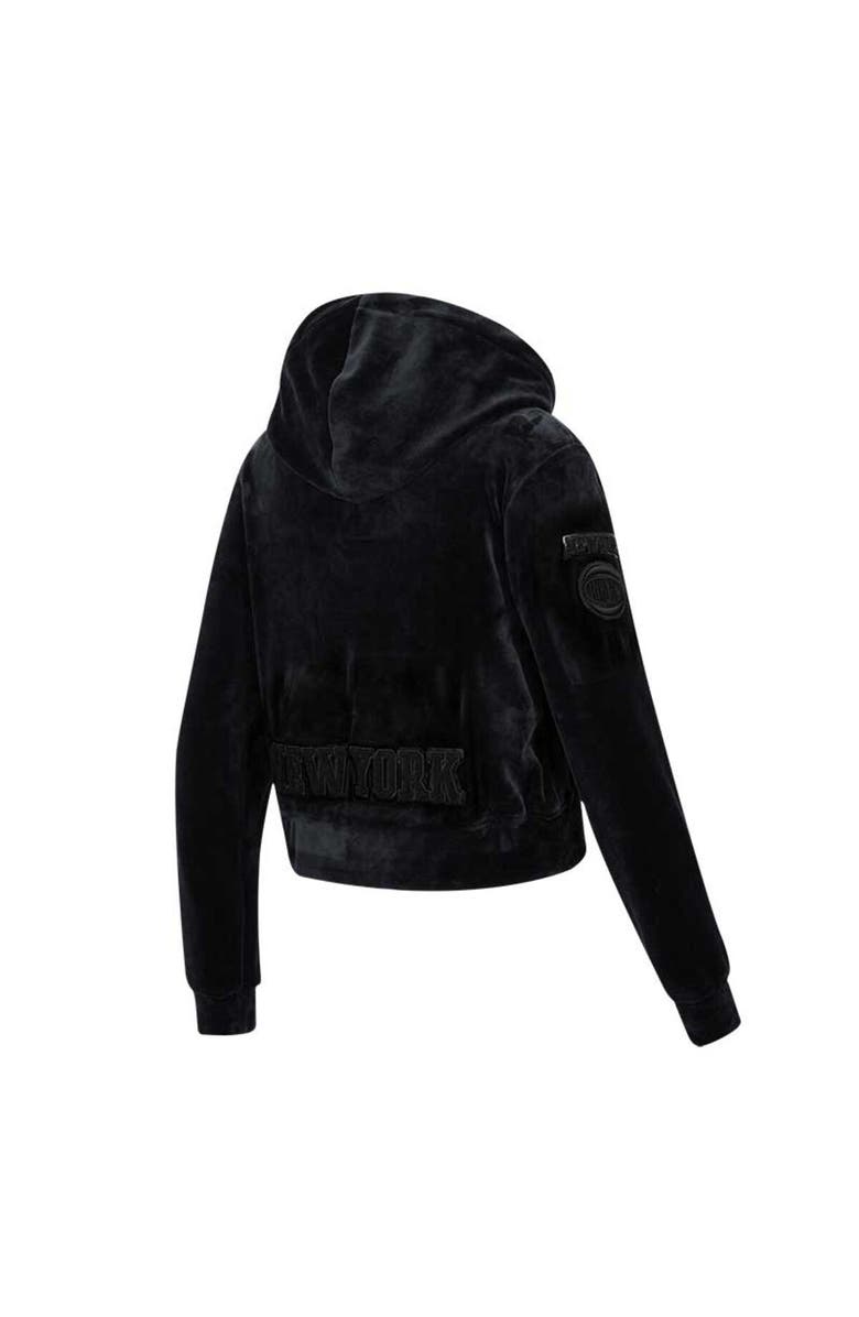 PRO STANDARD Women's Pro Standard New York Knicks Triple Black Velour Full-Zip Hoodie, Alternate, color, 