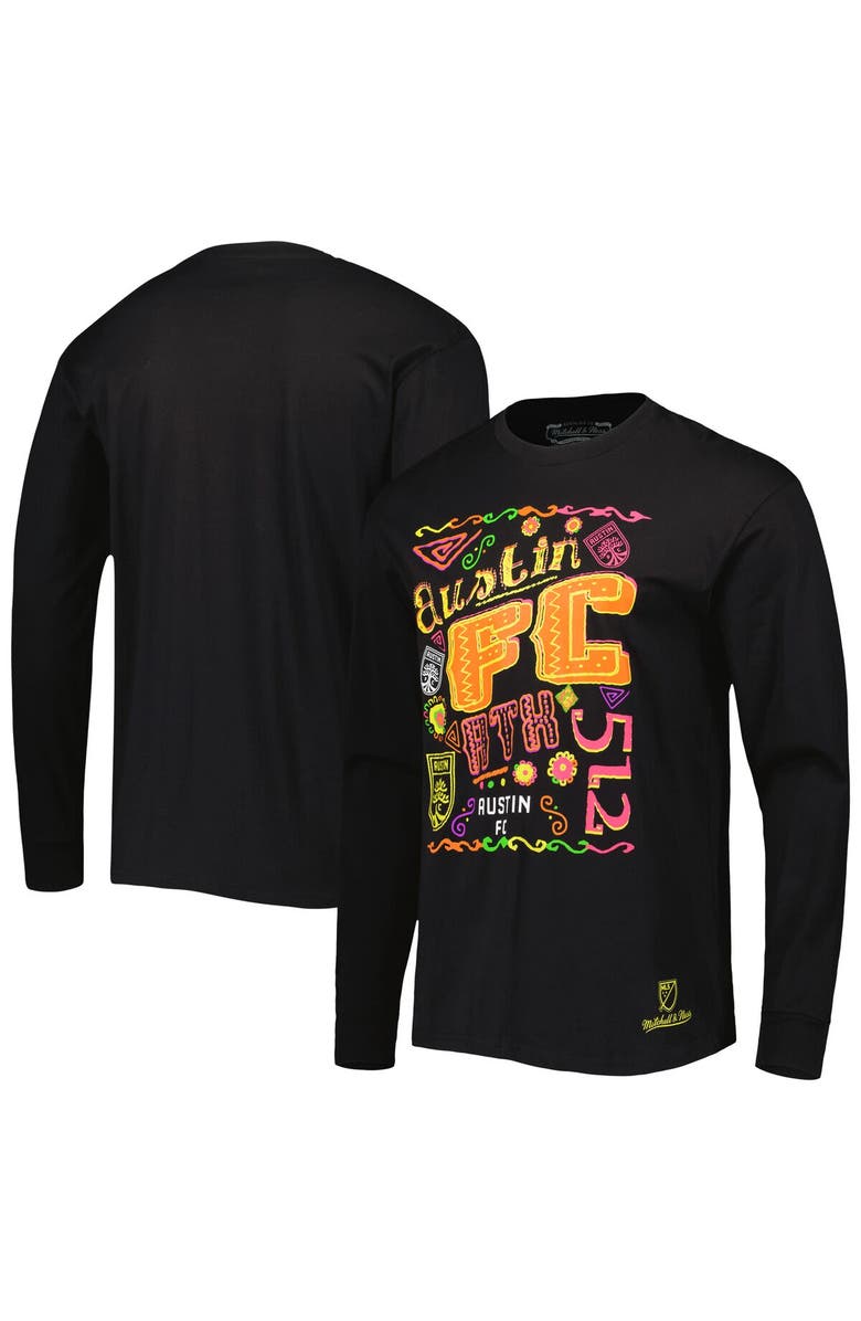 Mitchell & Ness Men's Mitchell & Ness Black Austin FC Papel Picado Long Sleeve T-Shirt, Main, color, Black