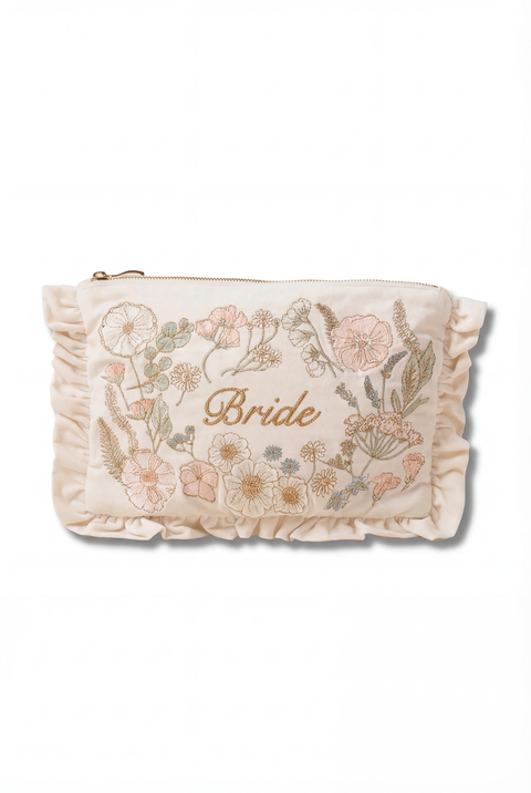 Pressed Flowers Bride Velvet Frill Pouch