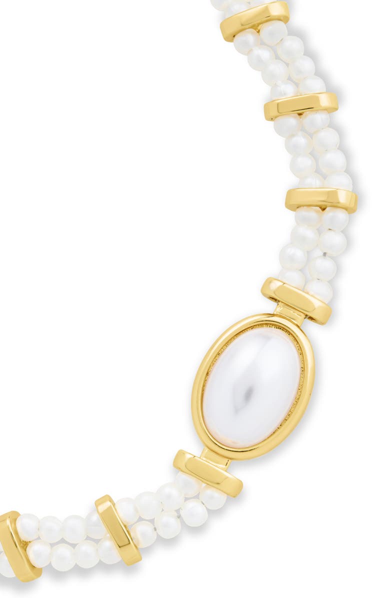 Sterling Forever Faela Faux Pearl Watchband Bracelet, Alternate, color, Gold