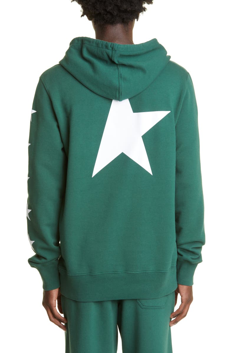 Golden Goose Men's Star Cotton Graphic Hoodie, Alternate, color, Bright Green/ White
