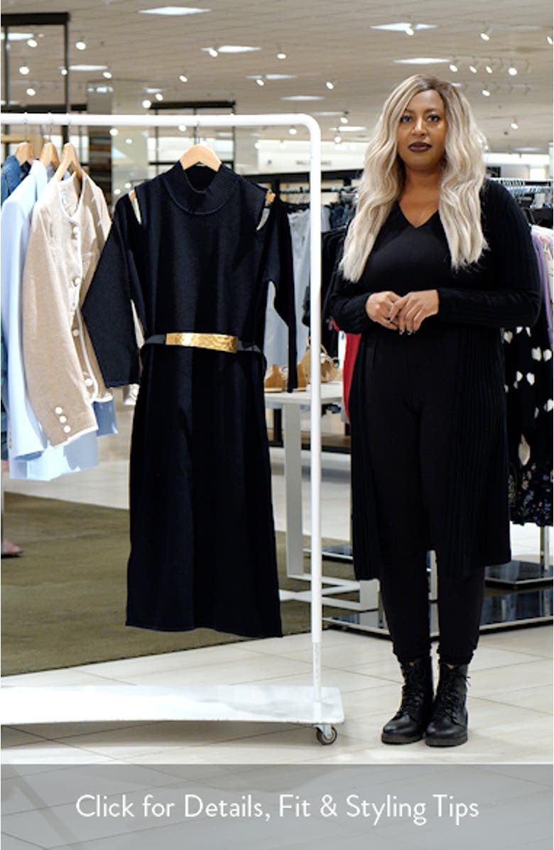 Poly Belted Cold Shoulder Midi Dress, sales video thumbnail