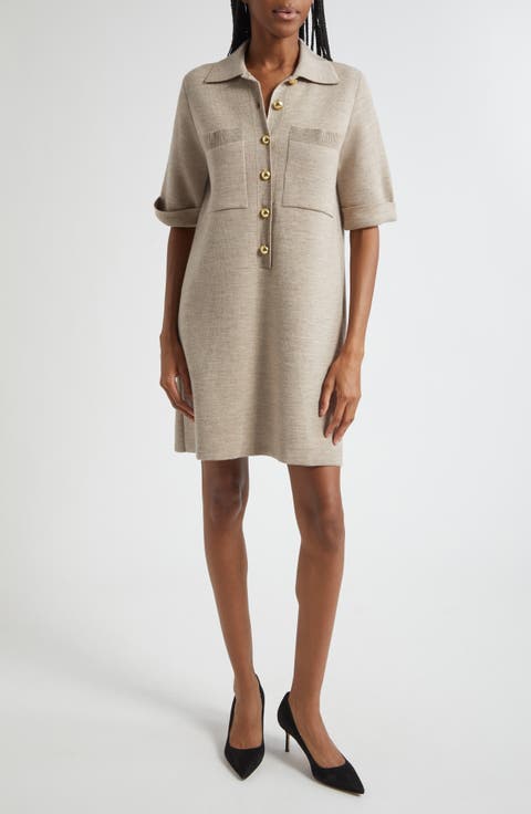 Madden Merino Wool Half Placket Sweater Dress
