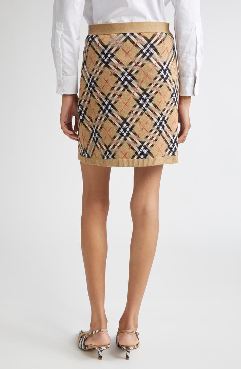 Burberry Check Wool Blend Sweater Skirt, Alternate, color, Sand Ip Check