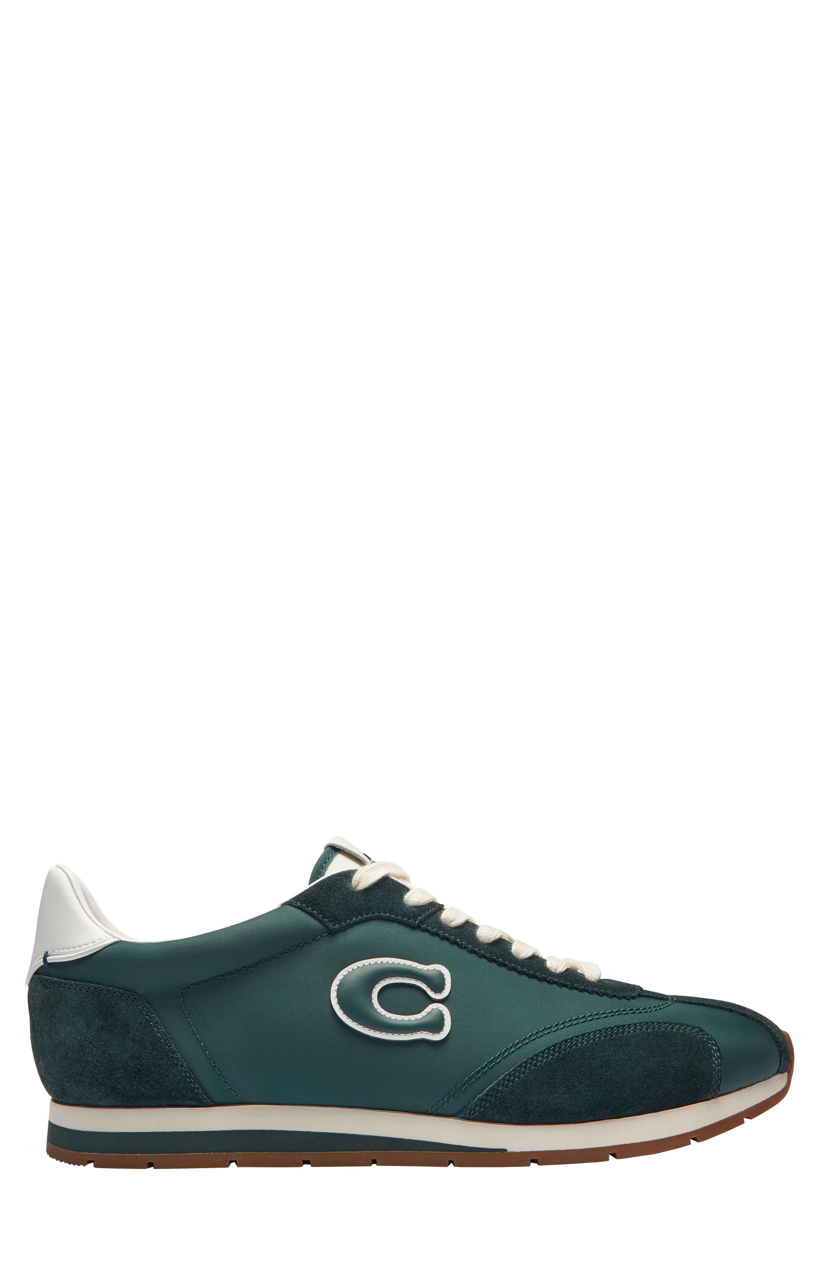 COACH Logo Mixed Media Sneaker, Alternate, color, Teal/ Optic White