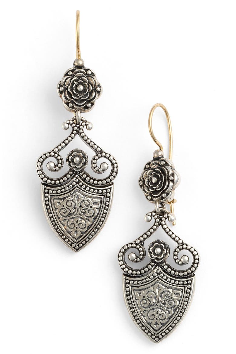 'Silver Classics' Shield Drop Earrings, Main, color, SILVER