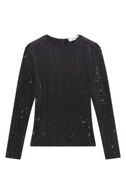 Frame The Rhinestone Jersey Top In Black