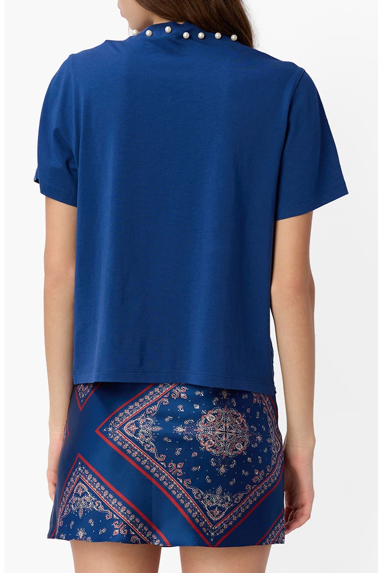 Mattea Faux Pearl Trim Pima Cotton T-Shirt, Alternate, color, SAILOR