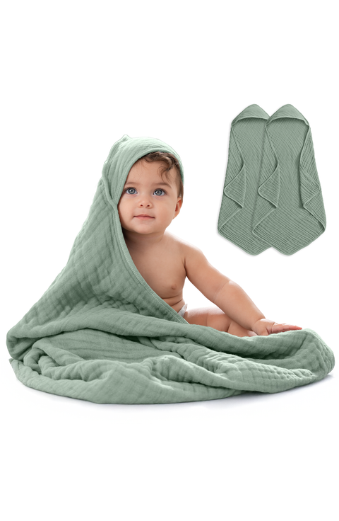 Hooded Baby Towels - 6 Layers, Pack of 2