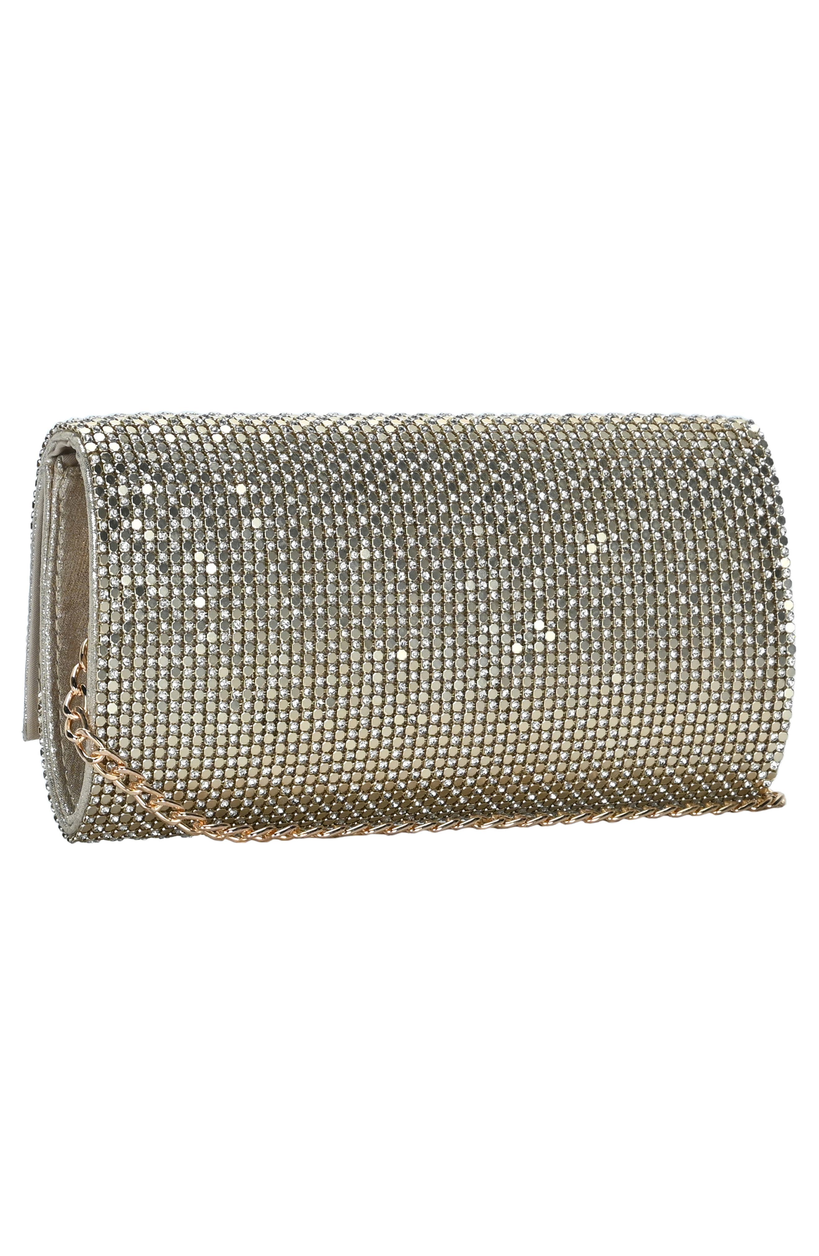 Shimmer Metal Mesh Clutch, Alternate, color, GOLD