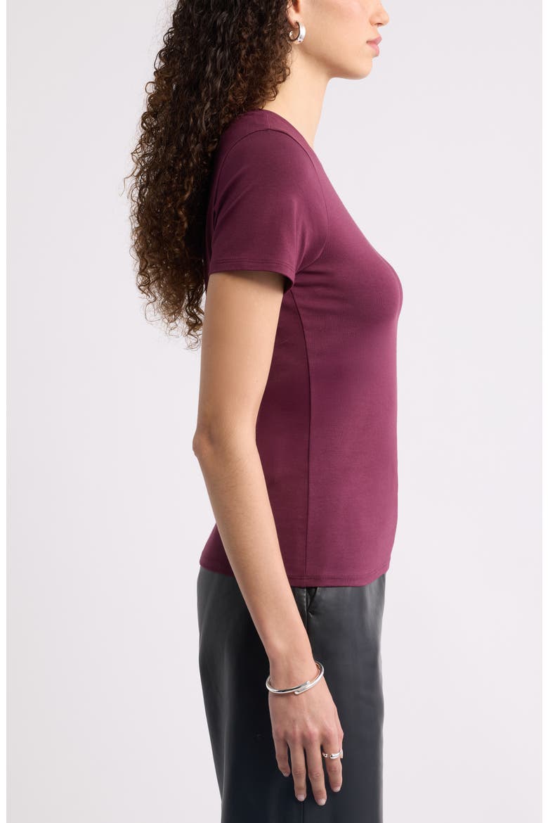 Pima Cotton Blend Crewneck T-Shirt, Alternate, color, BURGUNDY FIG