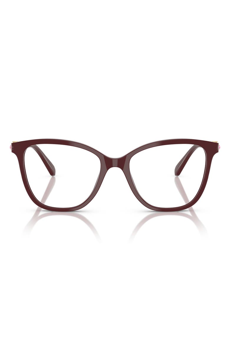 Swarovski 54mm Square Optical Glasses, Main, color, Burgundy