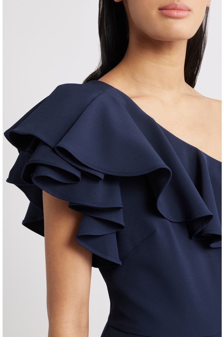 One-Shoulder Ruffle Jumpsuit, Alternate, color, NAVY