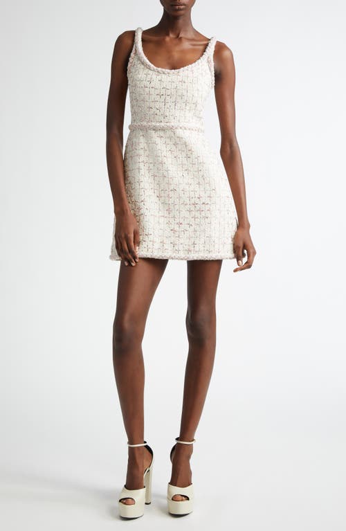 Giambattista Valli Windowpane Check Tweed Minidress In Ivory/rose