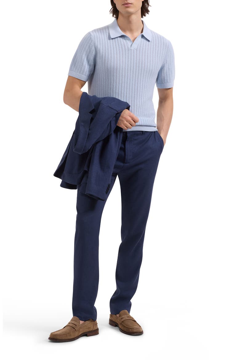 Pointelle Stitch Cotton & Silk Polo Sweater, Alternate, color, ICE
