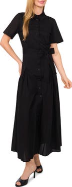 Ted Baker Box Pleat Tie Belt Cotton Maxi Shirtdress