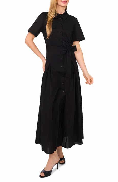 Ted Baker Box Pleat Tie Belt Cotton Maxi Shirtdress