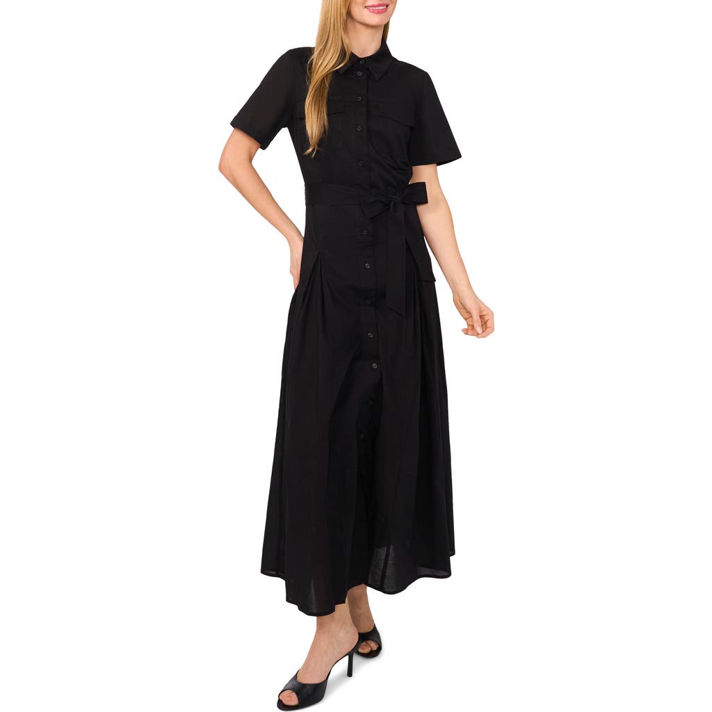 Ted Baker Box Pleat Tie Belt Cotton Maxi Shirtdress in Rich Black  product