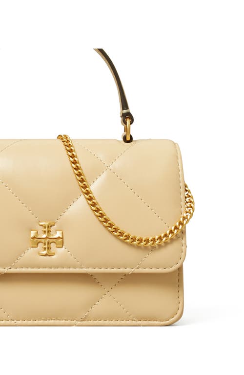 Tory Burch Kira Mini Pave Logo Quilted Leather Wallet On Chain In Vanilla Soft Serve