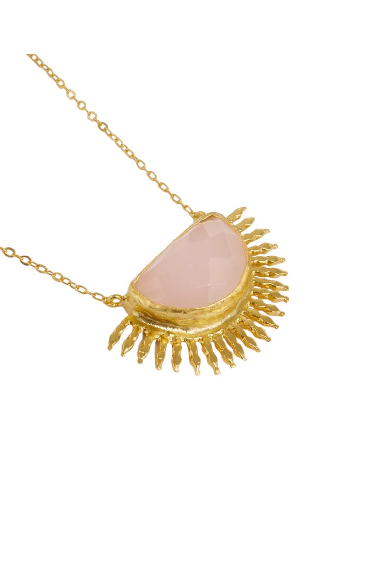 Ottoman Hands Sunrise Rose Quartz Pendant Necklace, Alternate, color, Gold