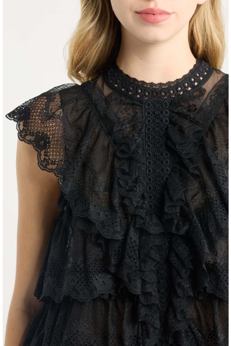 Eden Ruffle Lace Top, Alternate, color, BLACK