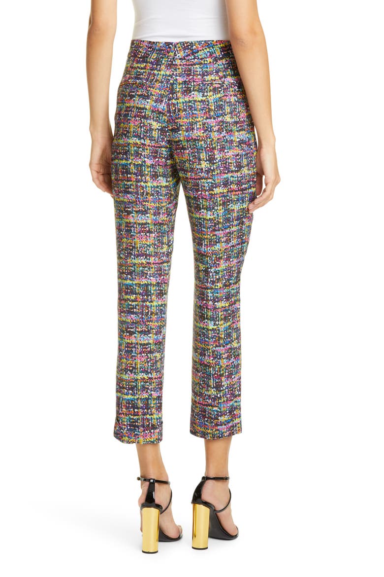 Tweed Print Cady Cuff Crop Pants, Alternate, color, PURPLE